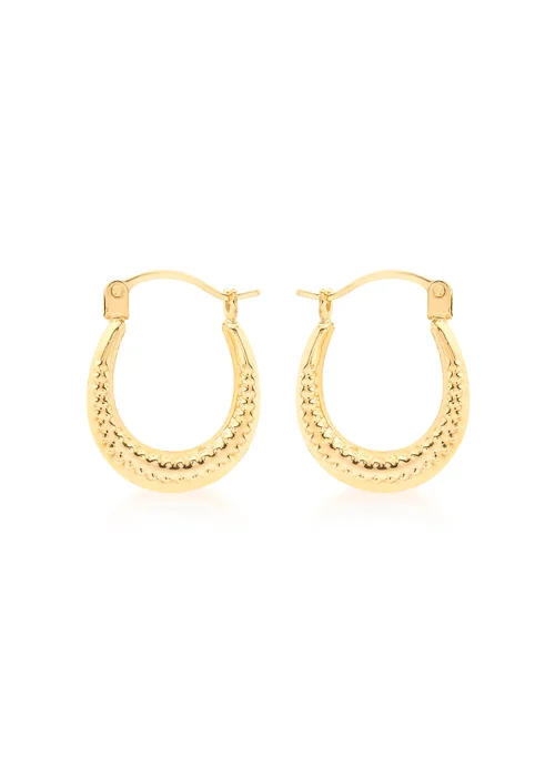 Golden Moments 9ct Yellow Gold Mini Patterned Hoops - One Size Image 1