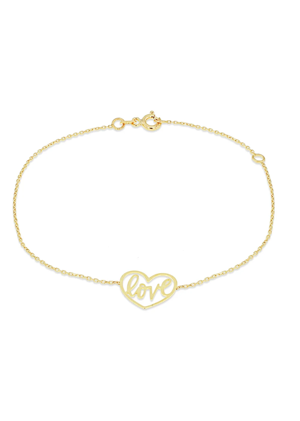 Golden Moments 9ct Yellow Gold 'Love' Heart Bracelet - One Size Image 1
