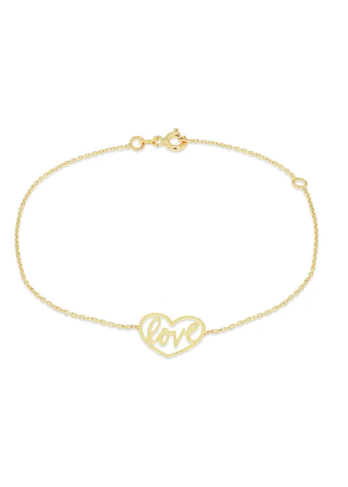 Golden Moments 9ct Yellow Gold 'Love' Heart Bracelet - One Size Image 1