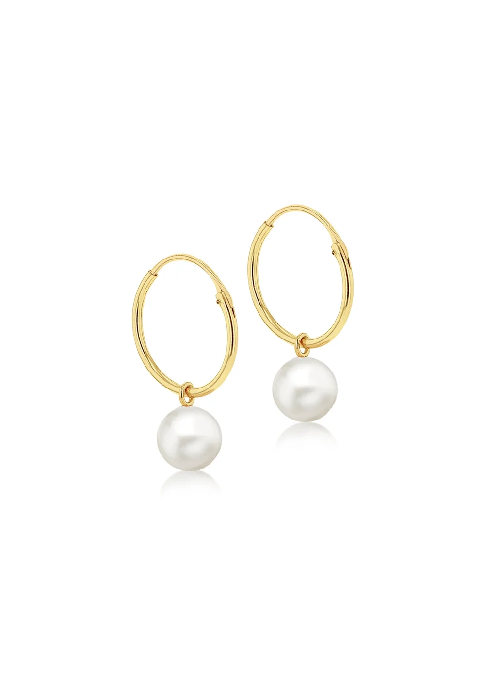 Golden Moments 9ct Yellow Gold Fresh Water Pearl Hoop Drop Earrings - One Size Image 1