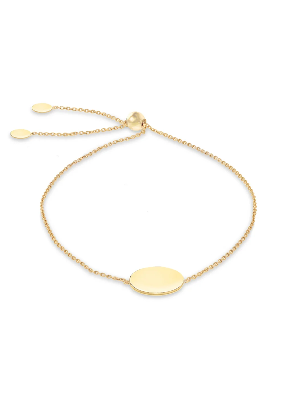 Golden Moments 9ct Yellow Gold Disc Trace Chain Slider Bracelet - One Size Image 1