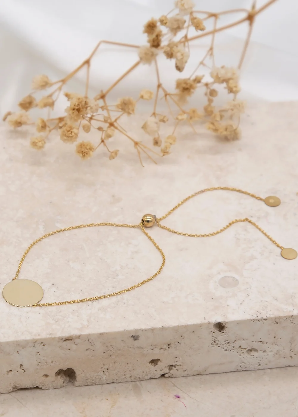 Golden Moments 9ct Yellow Gold Disc Trace Chain Slider Bracelet - One Size Image 2