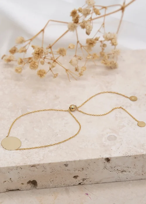 Golden Moments 9ct Yellow Gold Disc Trace Chain Slider Bracelet - One Size Image 2
