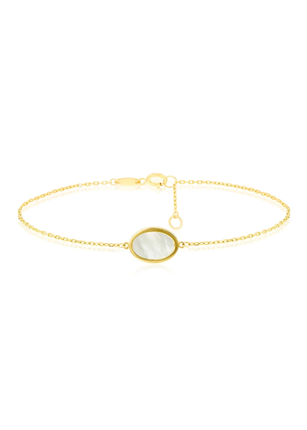 Golden Moments 9ct Yellow Gold Oval Mother of Pearl Bracelet - One Size Image 1