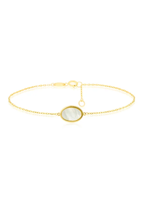 Golden Moments 9ct Yellow Gold Oval Mother of Pearl Bracelet - One Size Image 1