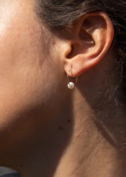 Golden Moments 9ct Yellow Gold Fresh Water Pearl Sleeper Earrings - One Size Image 3
