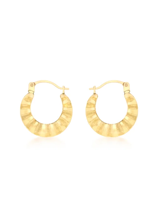 Golden Moments 9ct Yellow Gold Satin and Polished Mini Hoops - One Size Image 1
