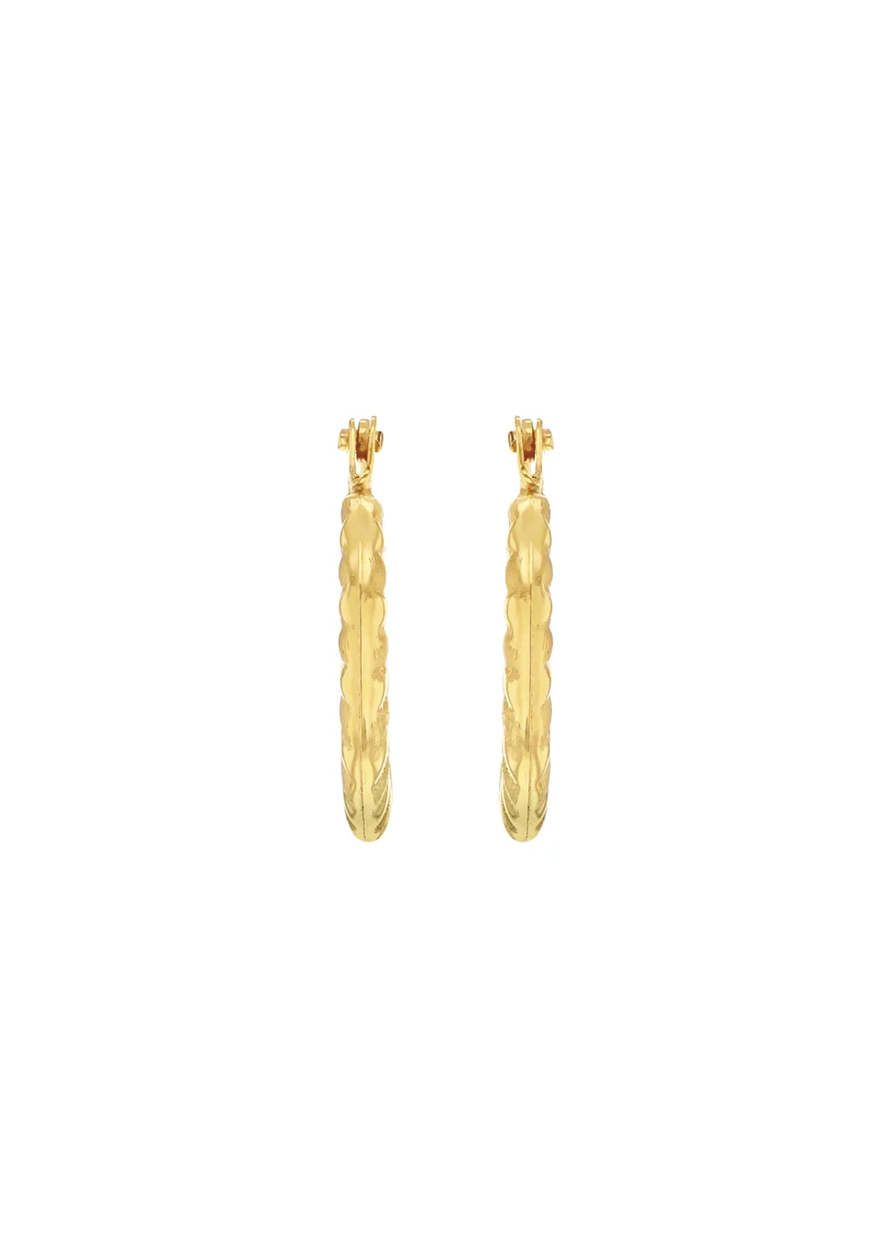 Golden Moments 9ct Yellow Gold Satin and Polished Mini Hoops - One Size Image 2