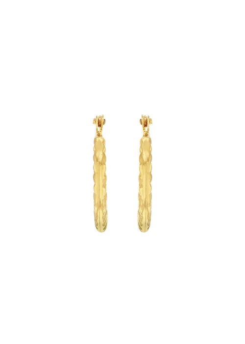 Golden Moments 9ct Yellow Gold Satin and Polished Mini Hoops - One Size Image 2