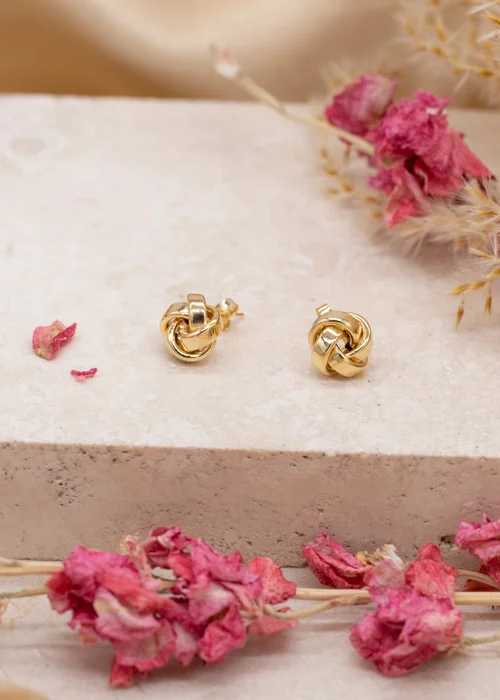Golden Moments 9ct Yellow Gold Knot Stud Earrings - One Size Image 2