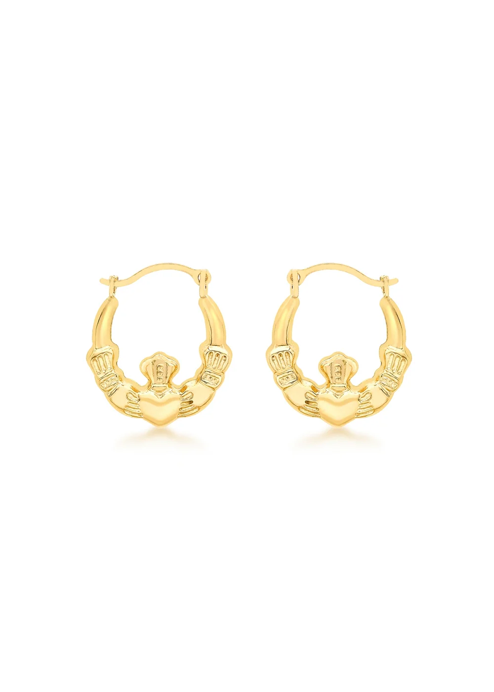 Golden Moments 9ct Yellow Gold Claddagh Hoops - One Size Image 1