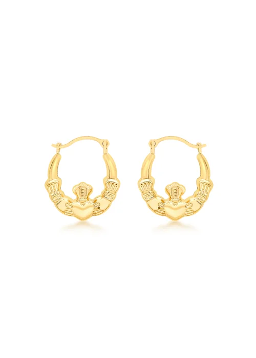 Golden Moments 9ct Yellow Gold Claddagh Hoops - One Size Image 1