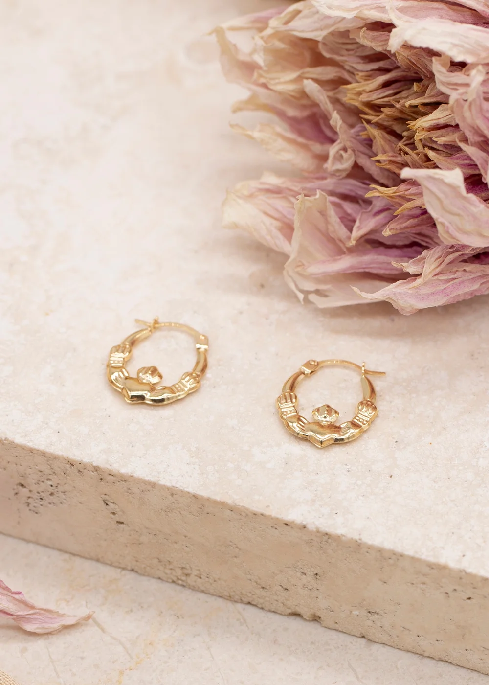 Golden Moments 9ct Yellow Gold Claddagh Hoops - One Size Image 2