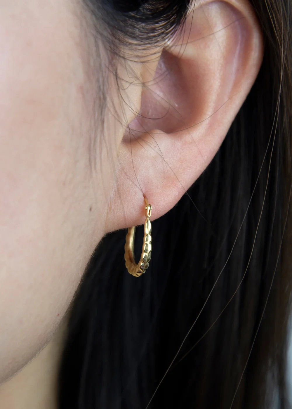 Golden Moments 9ct Yellow Gold Mini Patterned Hoops - One Size Image 3
