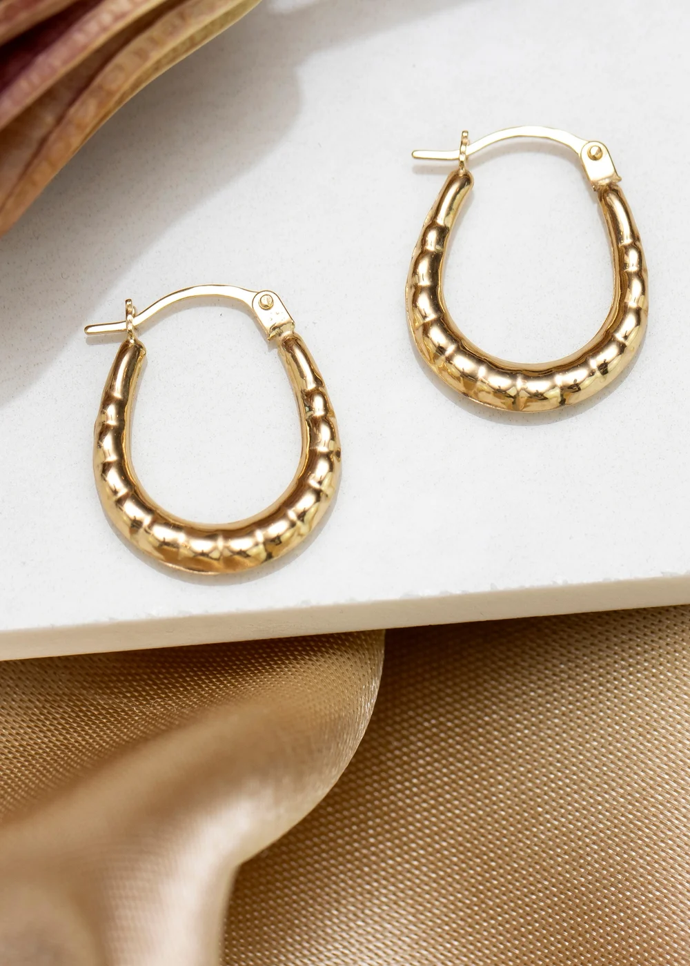 Golden Moments 9ct Yellow Gold Mini Patterned Hoops - One Size Image 2