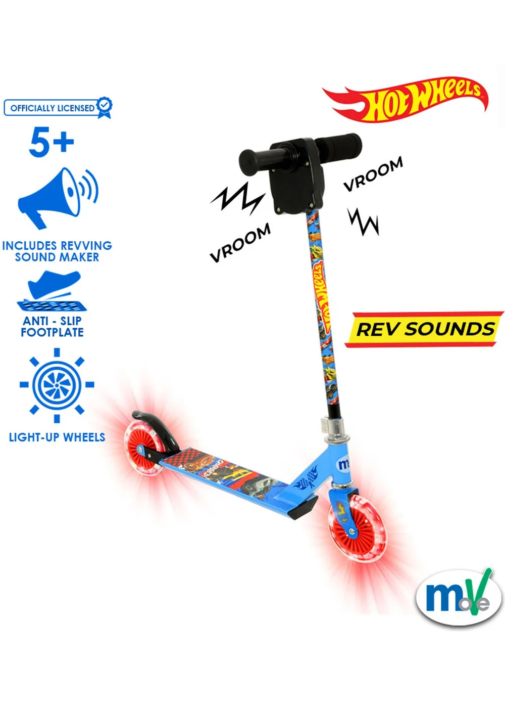 Hot Wheels Light Up Inline Scooter with Sound Revver - One Size Image 2