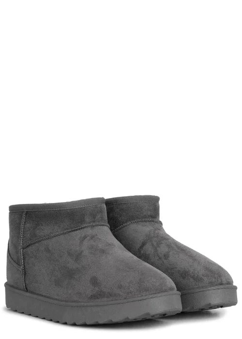 Linzi Ultra Mini Addy Grey Faux Suede Faux Fur Lined - 3 Image 3