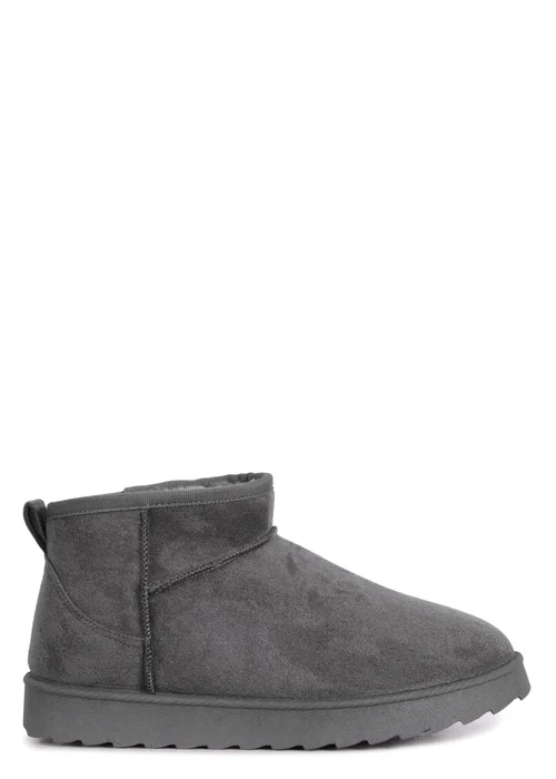 Linzi Ultra Mini Addy Grey Faux Suede Faux Fur Lined - 3 Image 2