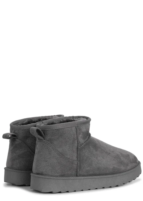 Linzi Ultra Mini Addy Grey Faux Suede Faux Fur Lined - 3 Image 4