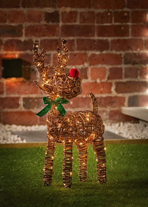 Premier Decorations Lit Rattan Reindeer with 80 Warm White LEDs 67cm - No Size Image 3