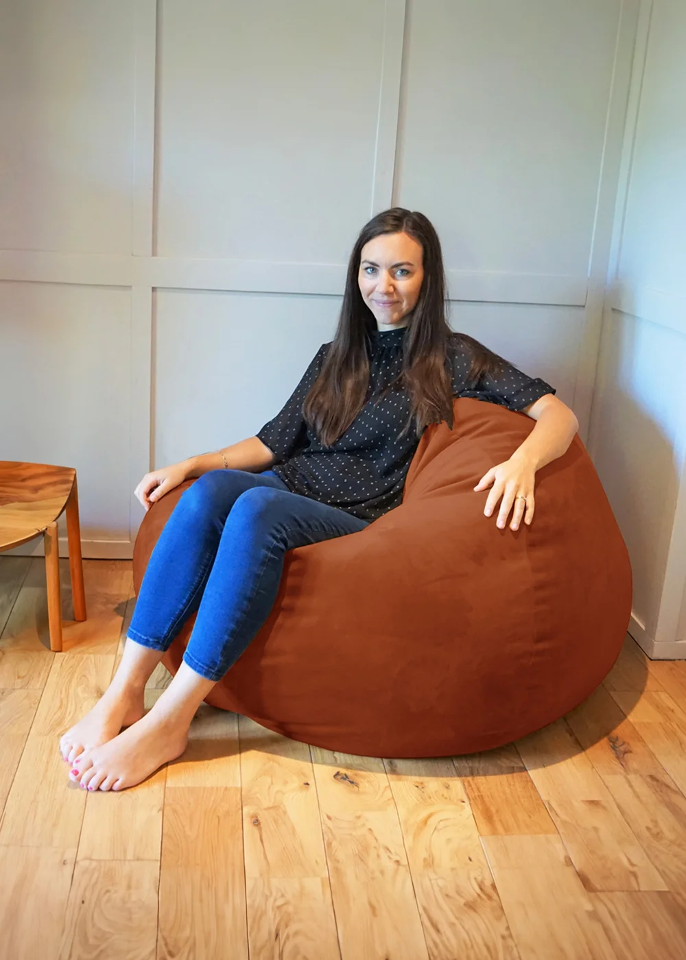 rucomfy Velvet Slouchbag Rust Beanbag - One Size Image 2