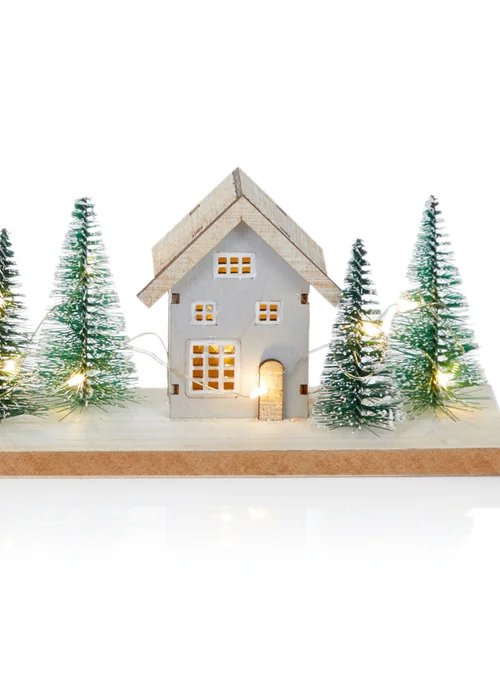 Premier Decorations Battery Operated Lit Wooden Houses Scene 40cm - No Size Image 4