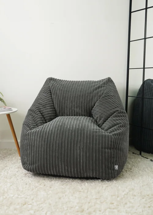 rucomfy Jumbo Cord Large Snuggle Chair Slate Beanbag - One Size Image 1