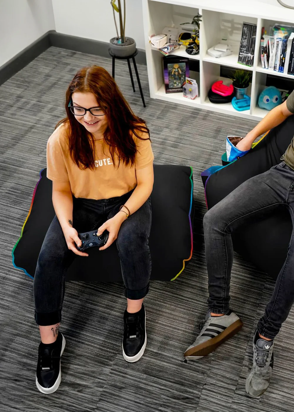 rucomfy LED Kids Gaming Beanbag Footstool - One Size Image 2