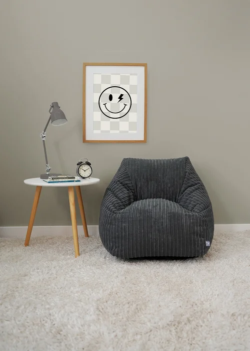 rucomfy Jumbo Cord Big Kids Snuggle Chair Grey Beanbag - One Size Image 1