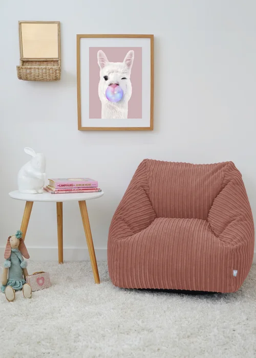 rucomfy Jumbo Cord Big Kids Snuggle Chair Blush Pink Beanbag - One Size Image 1