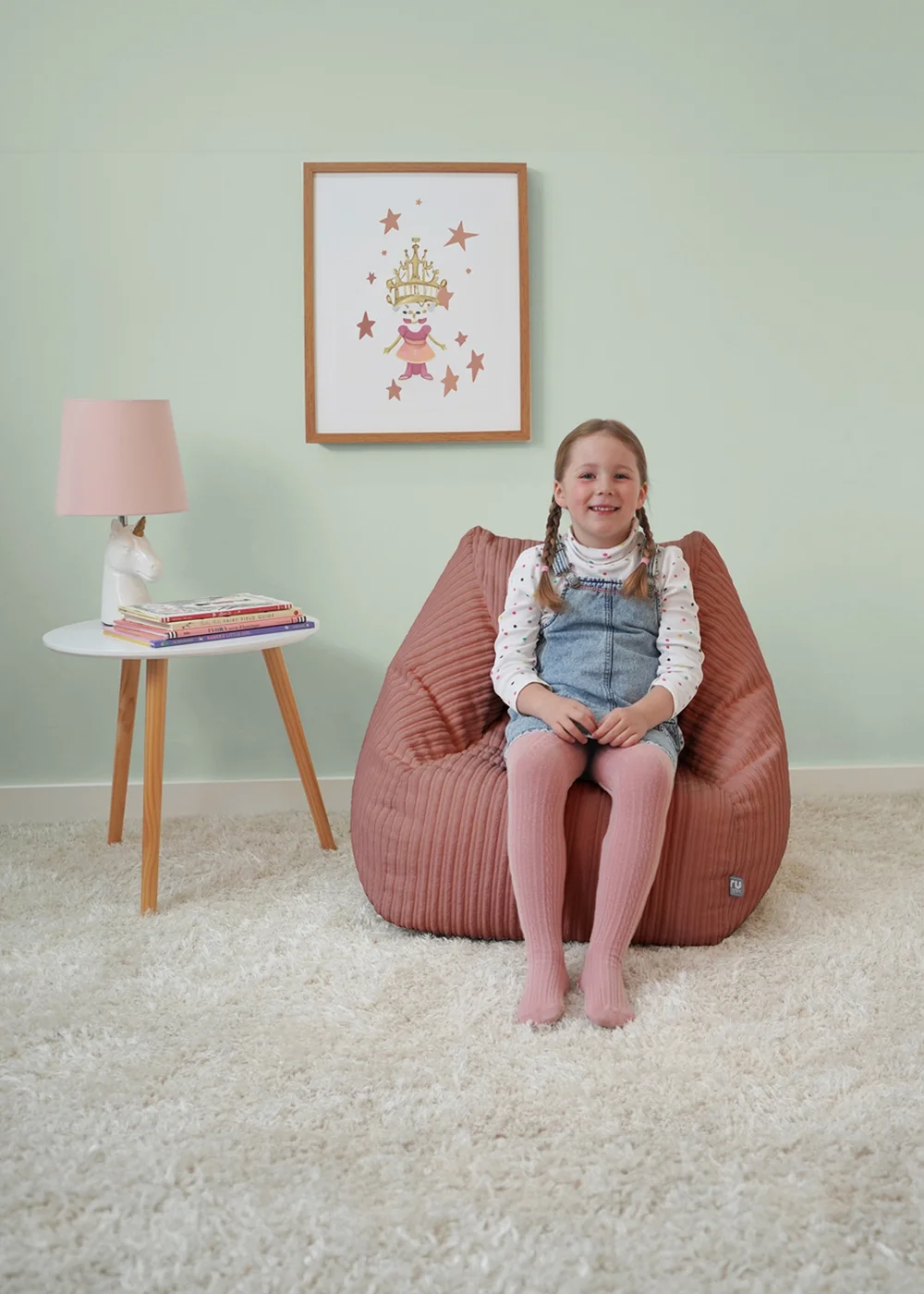 rucomfy Jumbo Cord Big Kids Snuggle Chair Blush Pink Beanbag - One Size Image 2
