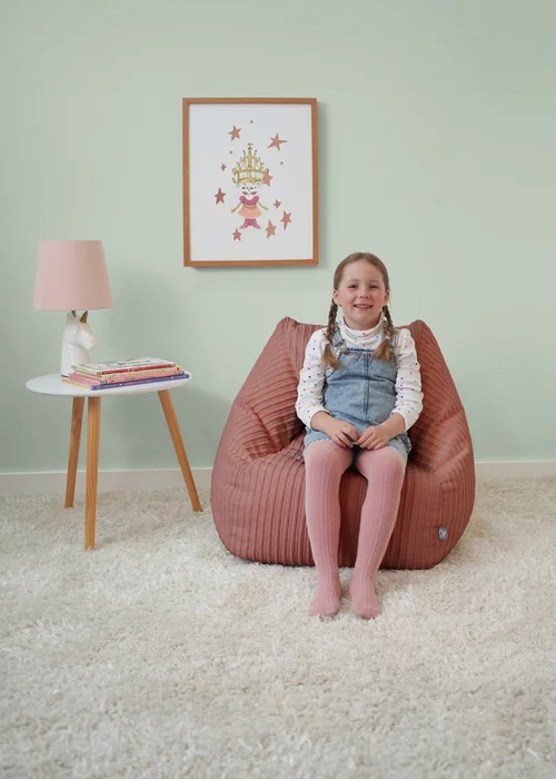 rucomfy Jumbo Cord Big Kids Snuggle Chair Blush Pink Beanbag - One Size Image 2