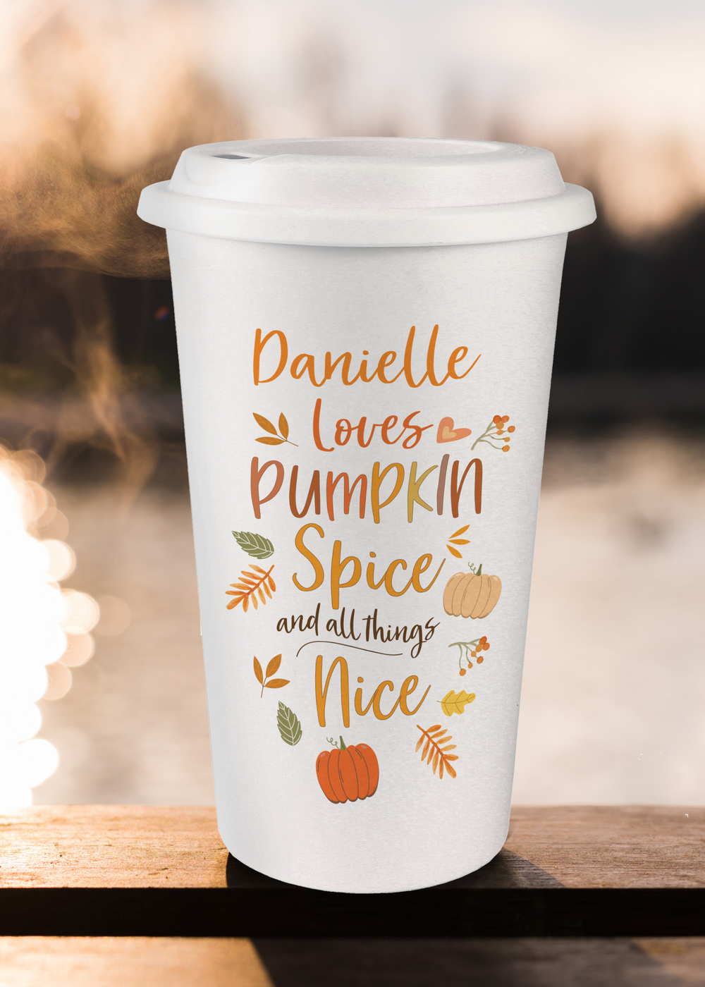 Personalised Memento Company White Pumpkin Spice Travel Mug - One Size Image 2