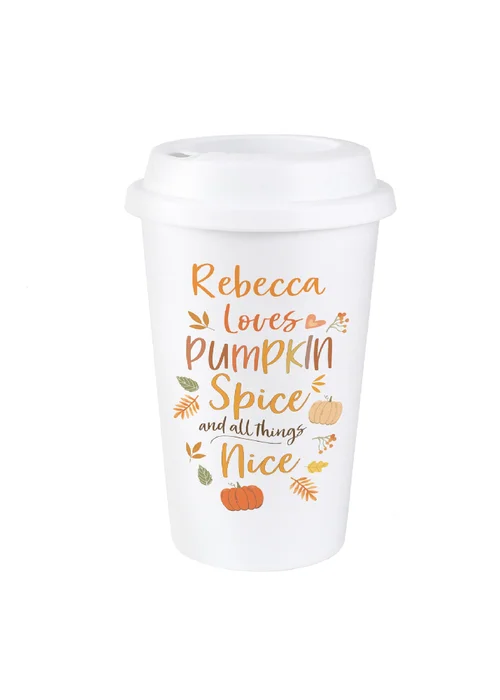 Personalised Memento Company White Pumpkin Spice Travel Mug - One Size Image 1