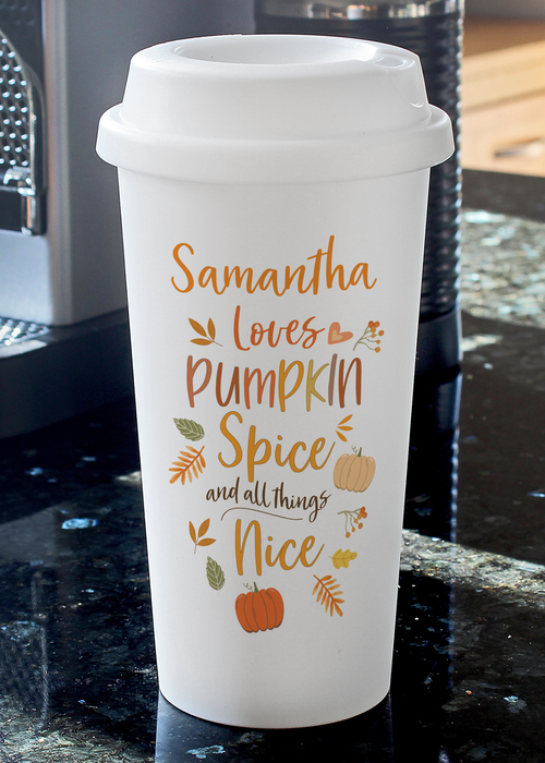 Personalised Memento Company White Pumpkin Spice Travel Mug - One Size Image 3