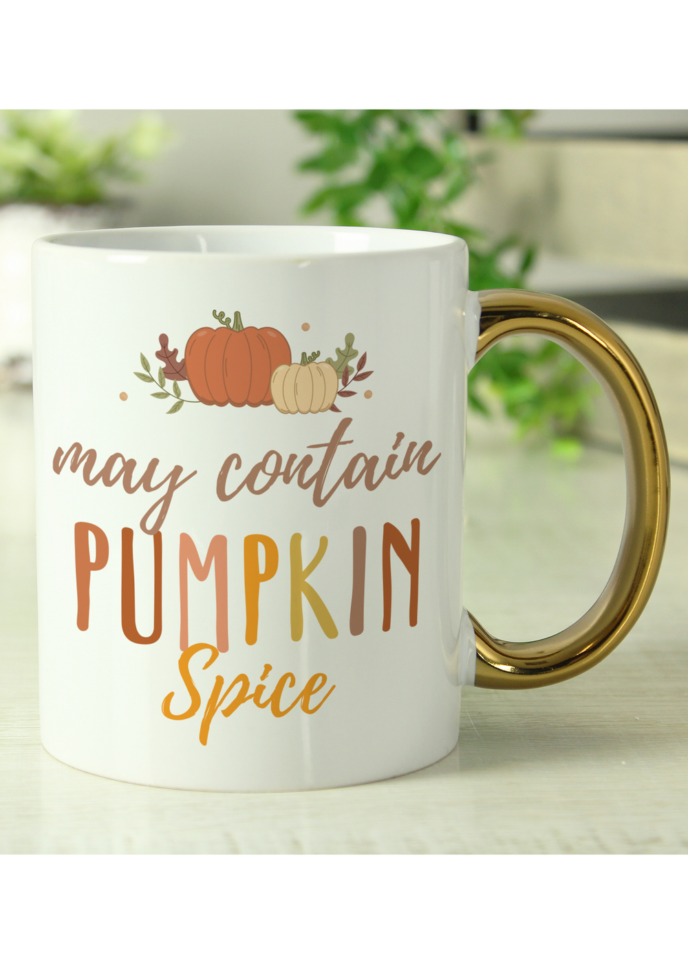 Personalised Memento Company White Pumpkin Spice Gold Handle Mug - One Size Image 2