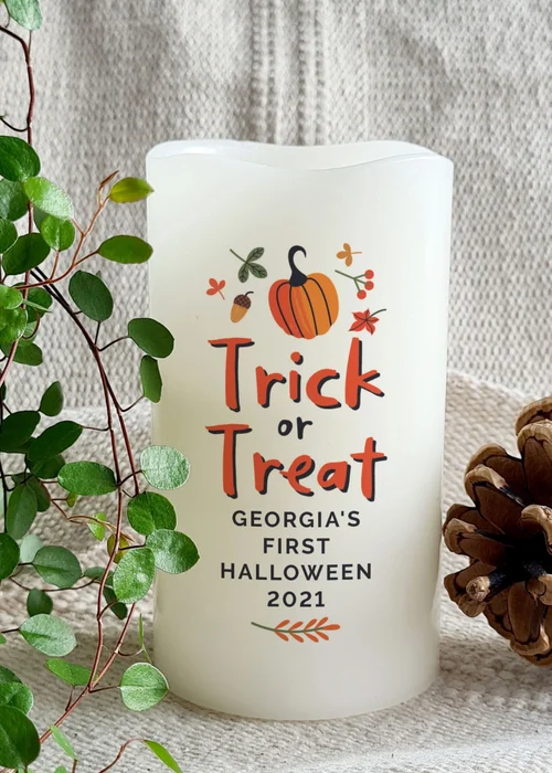 Personalised Memento Company Beige Trick or Treat LED Candle - One Size Image 3