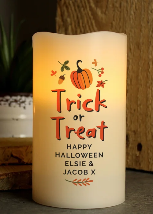 Personalised Memento Company Beige Trick or Treat LED Candle - One Size Image 5