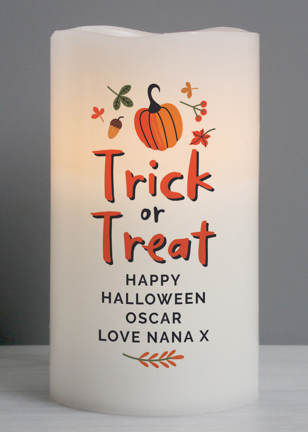 Personalised Memento Company Beige Trick or Treat LED Candle - One Size Image 1
