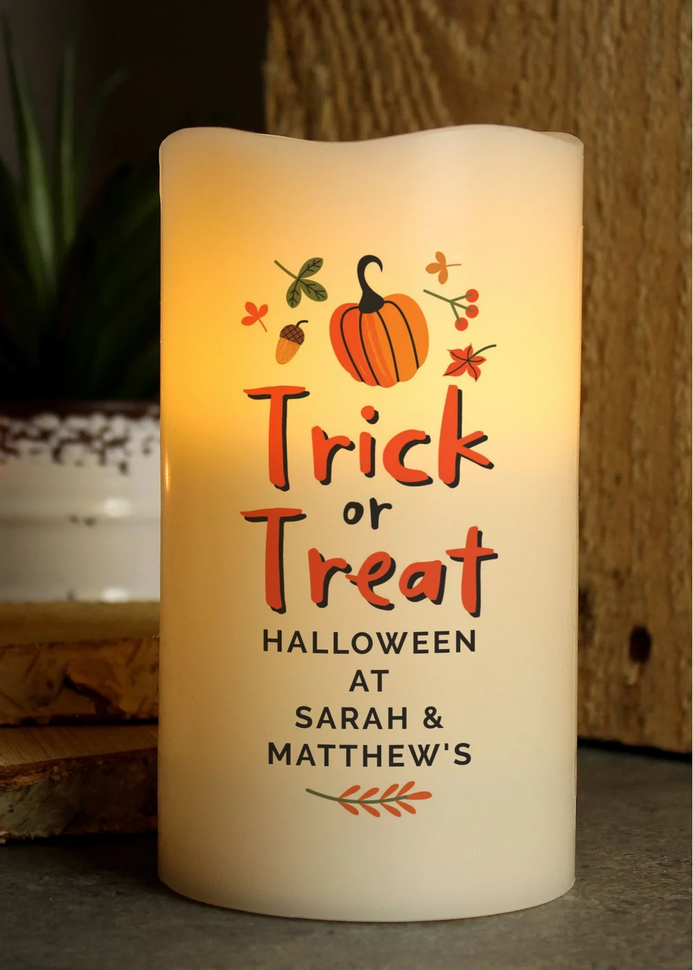 Personalised Memento Company Beige Trick or Treat LED Candle - One Size Image 2