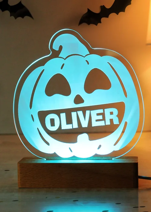 Personalised Memento Company Brown Pumpkin Wooden LED Light - One Size Image 3