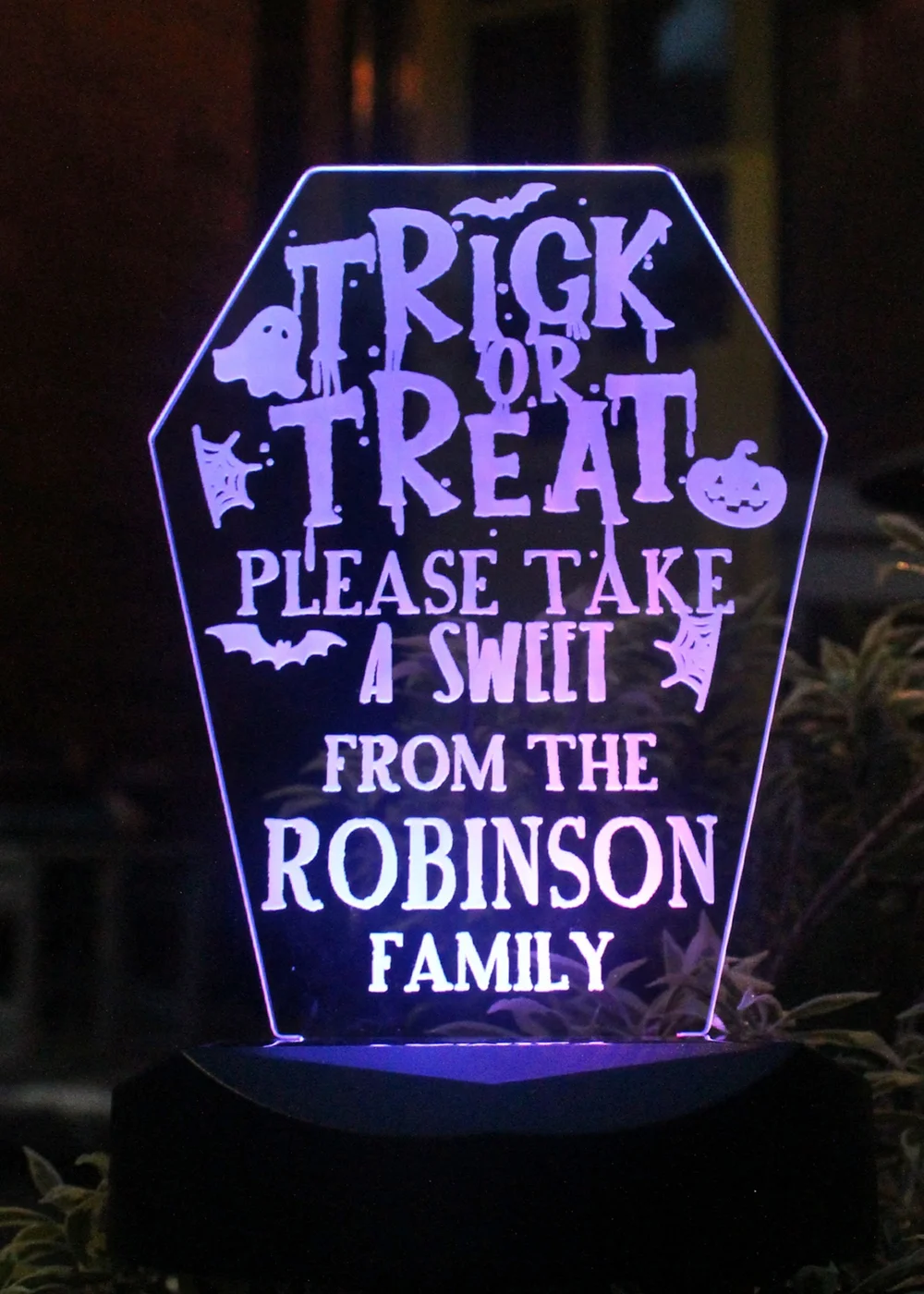 Personalised Memento Company Black Trick or Treat Halloween Solar Light - One Size Image 3