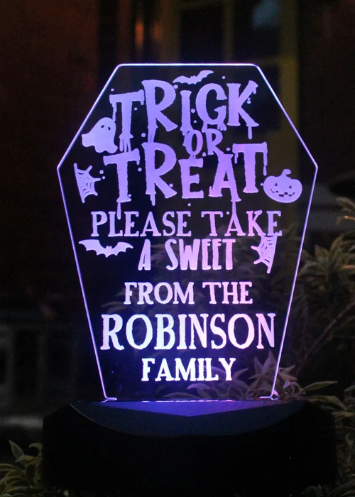 Personalised Memento Company Black Trick or Treat Halloween Solar Light - One Size Image 3