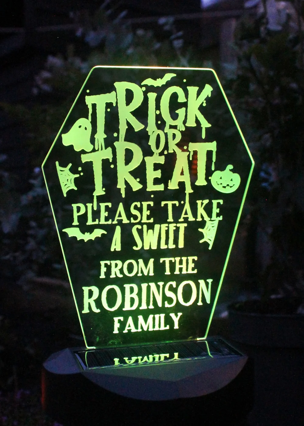 Personalised Memento Company Black Trick or Treat Halloween Solar Light - One Size Image 4