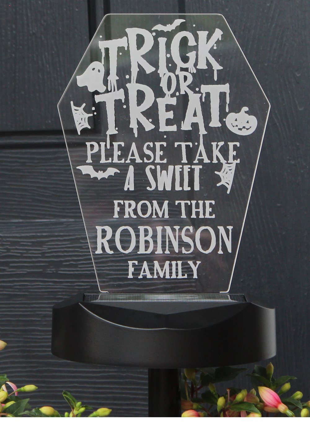 Personalised Memento Company Black Trick or Treat Halloween Solar Light - One Size Image 1