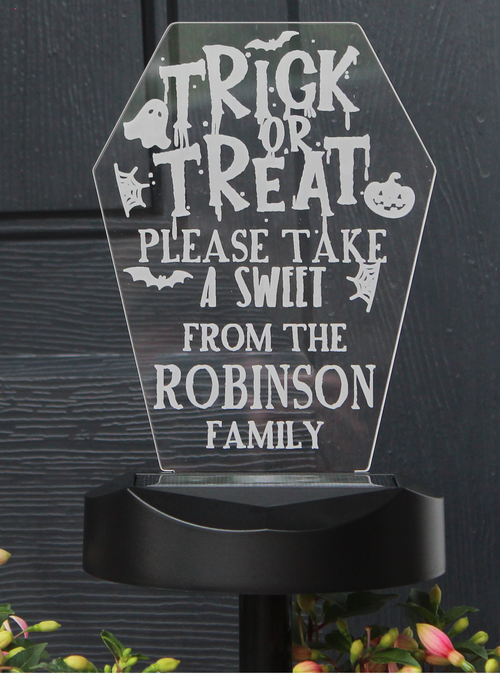Personalised Memento Company Black Trick or Treat Halloween Solar Light - One Size Image 1