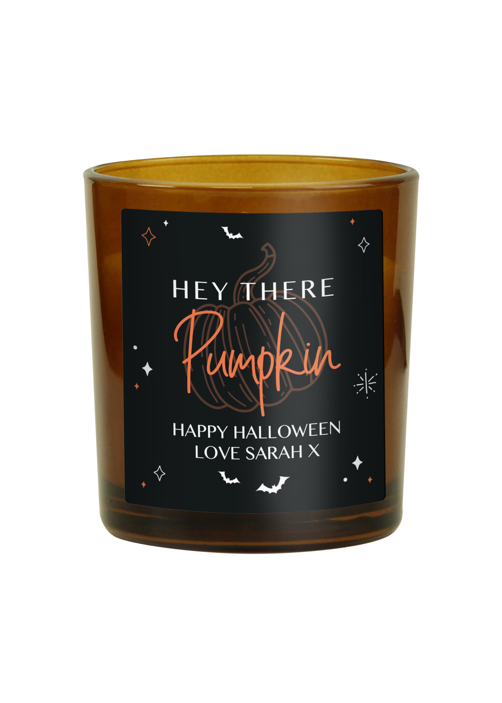 Personalised Memento Company Brown Pumpkin Amber Glass Candle - One Size Image 1