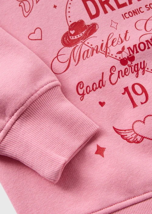 Girls Pink Self Love Oversized Sweatshirt (7-15yrs) - Age 7 Years Image 2