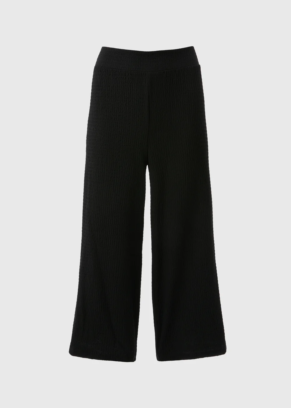 Black Textured Cropped Wide Leg Trousers - 8 Image 4