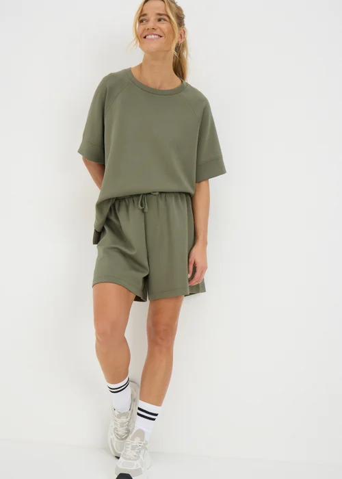 Khaki Super Soft Co Ord Shorts - XS Image 2